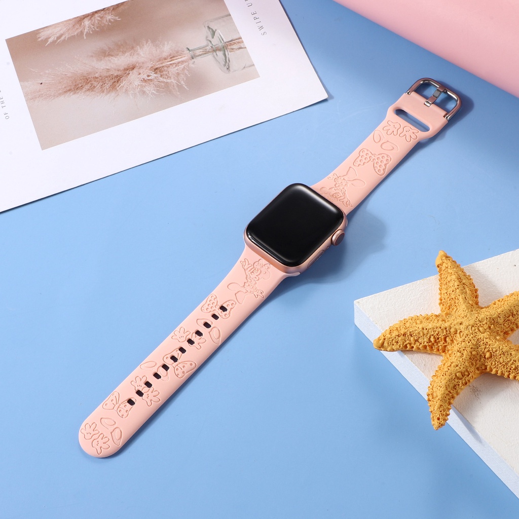 Dây Đeo Đồng Hồ Bằng Silicone Hình Mickey Cho Apple Watch 38mm 40mm 41mm 42mm 44mm 45mm Series 8 7 6 SE 5 4 3 2 1