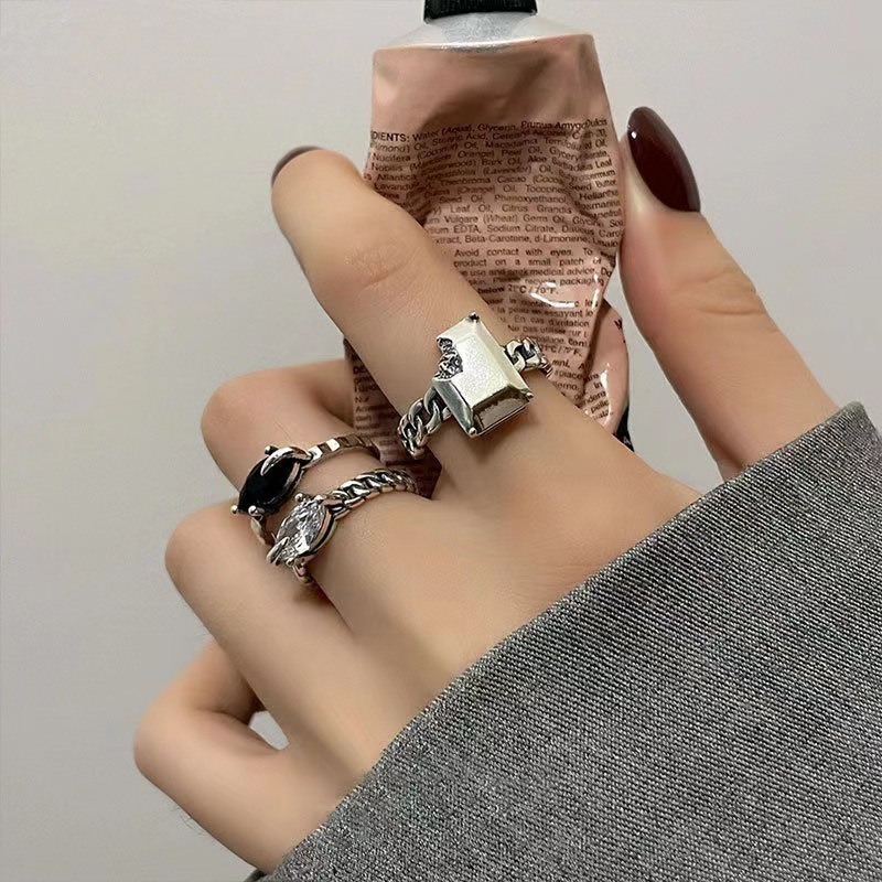 Nhẫn Hở Đính Đá Zircon Phong Cách Hàn Quốc Cổ Điển