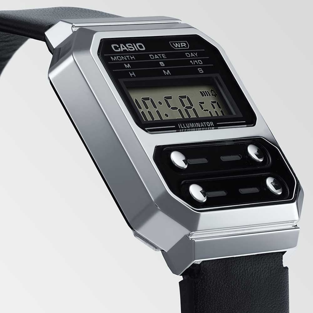 Đồng hồ nam/nữ Casio A100WEL-1A dây da thật, chống nước, hàng chính hãng
