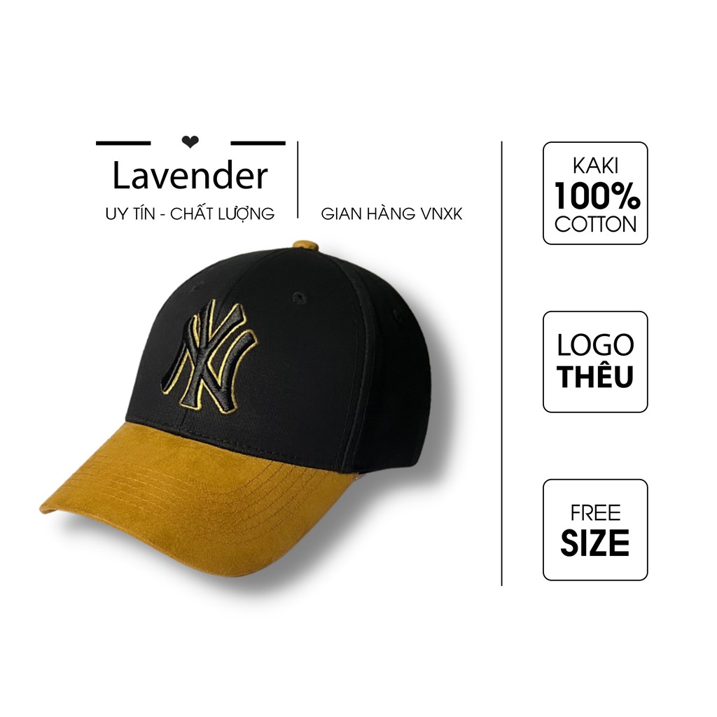 Nón kết Mũ lưỡi trai NY mix đen nâu logo thêu đen tinh tế Free size