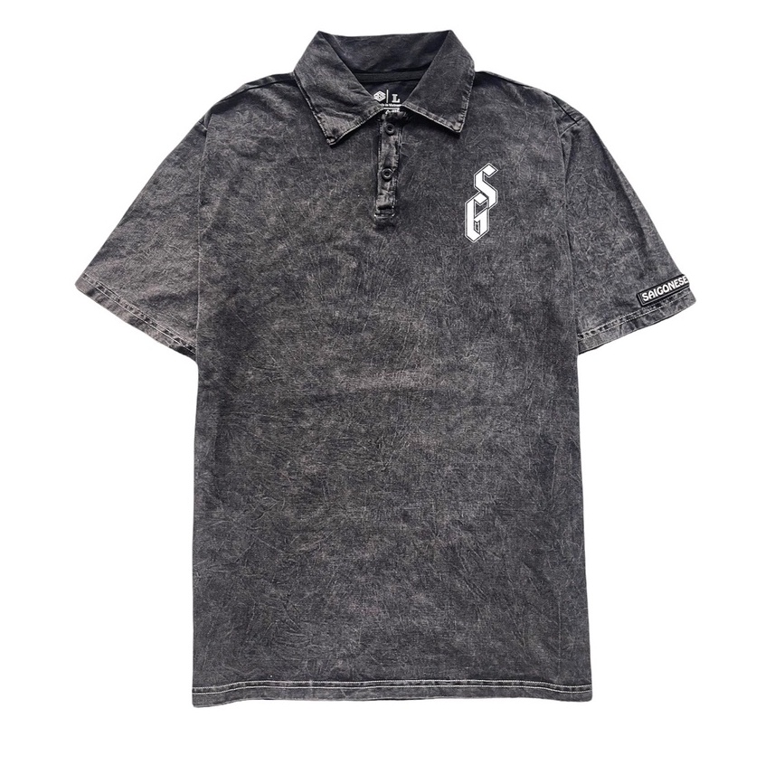 Áo Thun Polo Wash Cổ Bẻ SGES Phản Quang Vải Cotton Form Rộng Nam Nữ Unisex Streetwear