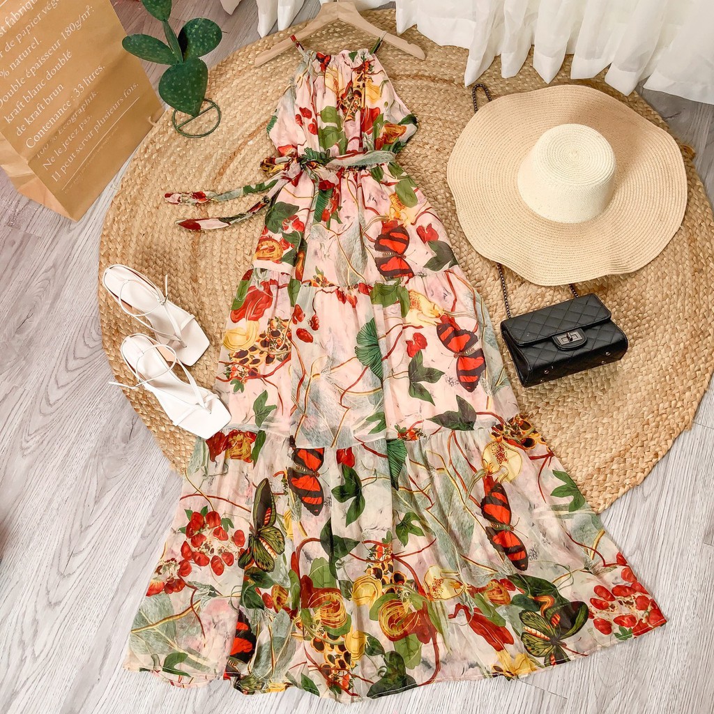 Váy maxi ⚡𝑺𝑰𝑬̂𝑼 𝑻𝑶̂𝑵 𝑫𝑨́𝑵𝑮⚡ Váy dáng dài đi biển, vải voan 2 lớp, mềm mại, hàng Quảng Châu cao cấp loại 1 | BigBuy360 - bigbuy360.vn