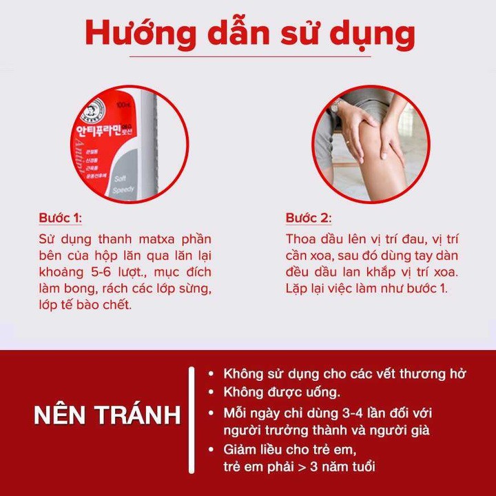 Dầu Xoa Bóp Hàn Quốc ANTIPHLAMINE 100ml - Gel massage cực kỳ hiệu nghiệm