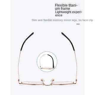 Kính Chống Ánh Sáng Xanh Nửa Gọng Kim Loại Titan Nguyên Chất Siêu Nhẹ Phong Cách Doanh Nhân Cho Nam Và Nữ