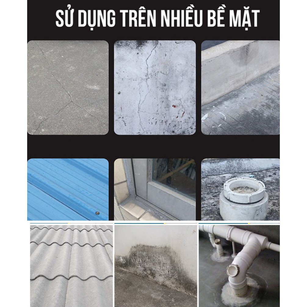 Chai Xịt Chống Thấm Chống Dột tường, mái nhà, mái tôn, bể nước, ống nước siêu tiện ích