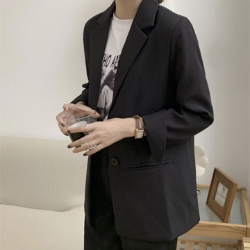 Áo khoác blazer dáng rộng màu đen phong cách Hàn Quốc thời trang thu đông cho nữ