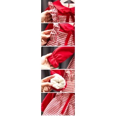 Váy dạ đỏ lót lông bé gái (Quảng Châu xịn) 1-5 tuổi