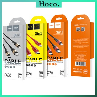 Cáp Sạc Đa Năng Dây Sạc 3 Đầu Hoco X26 Ligting Micro Type C Iphone Android