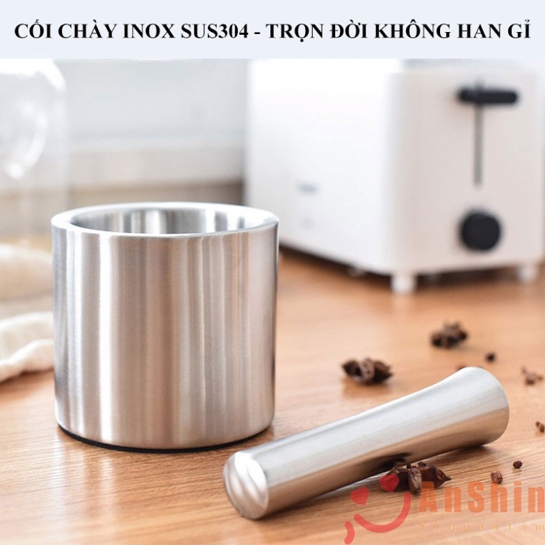 Bộ Cối Chày Inox 304 FREESHIPHàng Cao Cấp Không Vết Hàn - Bảo Hành Trọn Đời Không Han Gỉ