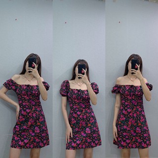 ĐẦM HOA CỔ VUÔNG 159k
