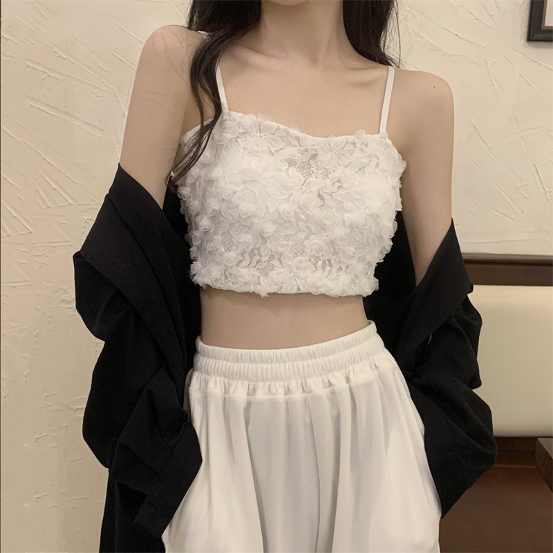 Áo ống hai dây ZHELIHANGFEI có đệm ngực phối ren