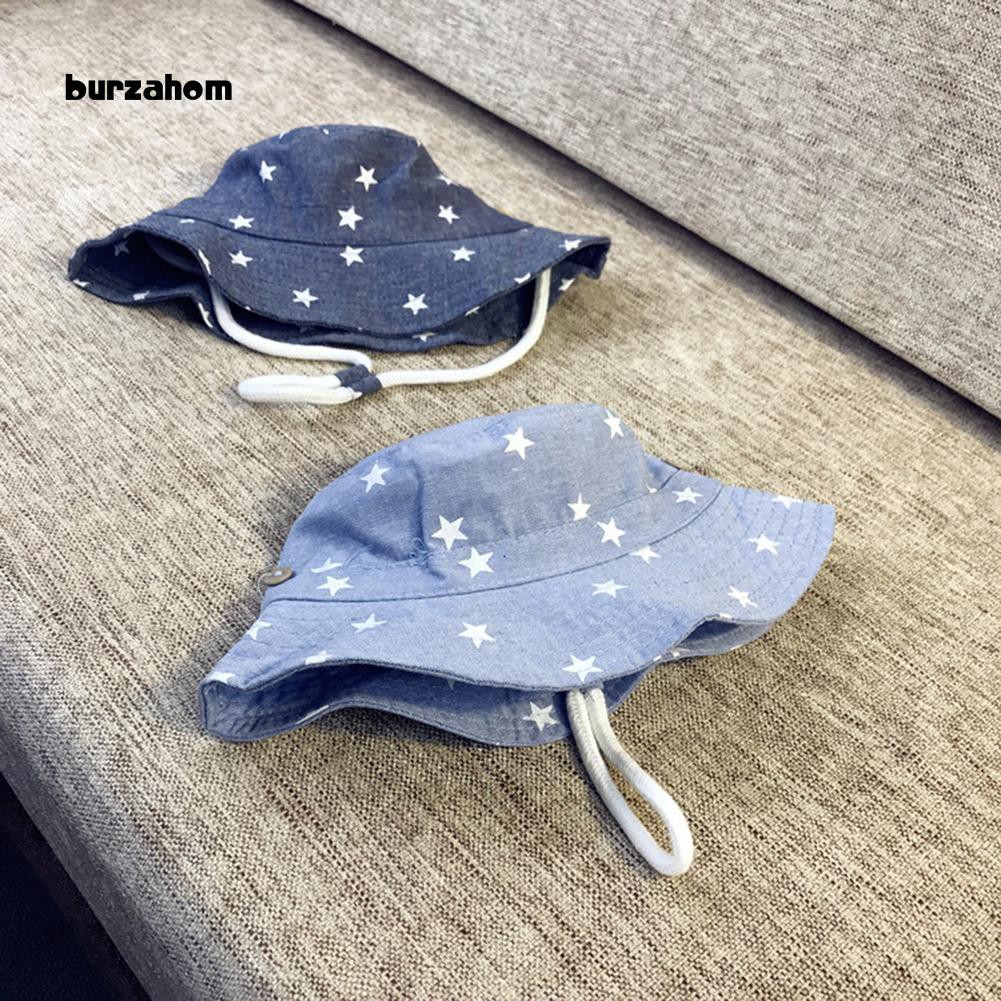 Mũ rộng vành denim in hình ngôi sao cho bé trai và gái