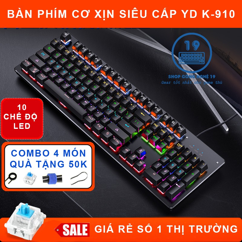 Bàn Phím Cơ K-910 Led RGB ⚡ Tặng Switch Thay Thế ⚡ Combo 5 Quà Tặng Siêu Hot