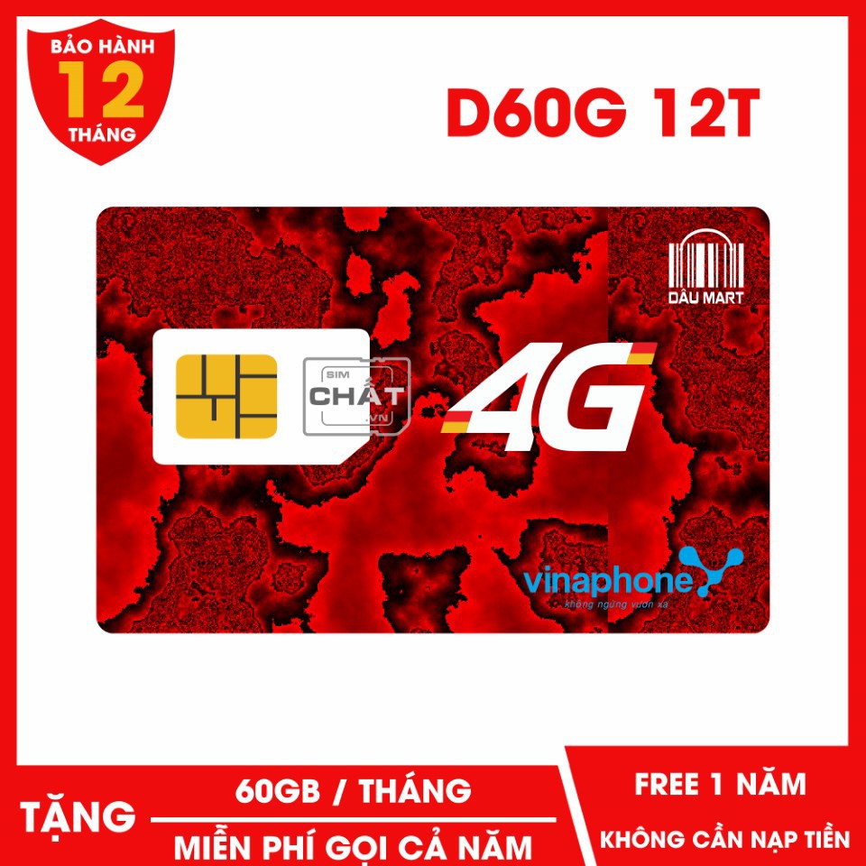 SIM 4G Vinaphone VD89 VD149 D60G 12FD50 Miễn Phí DATA và Nghe Gọi 1 Năm Không Cần Nạp Tiền