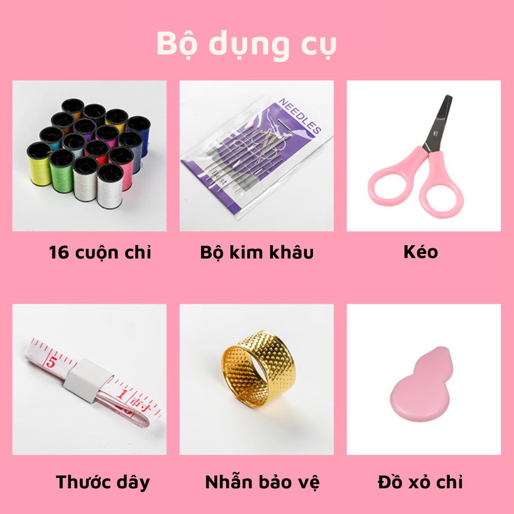 Hộp đựng đồ kim chỉ may vá đa năng 30 món nhỏ xinh xách tay tiện lợi