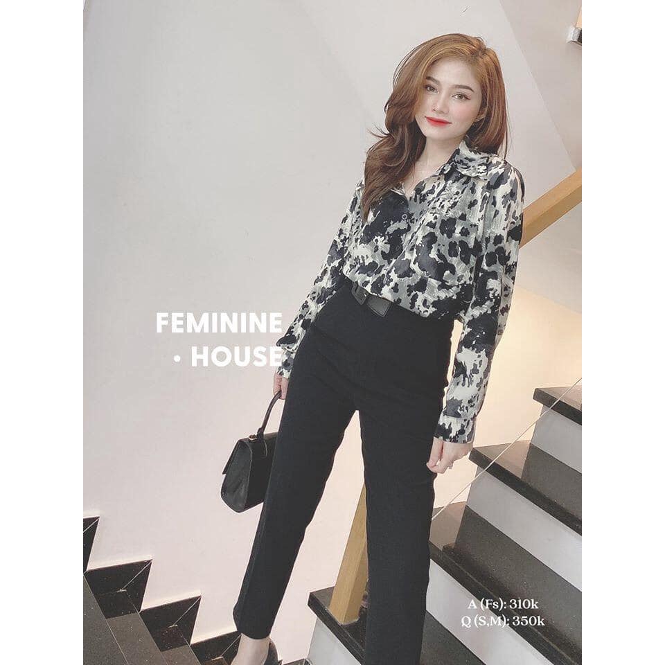 Áo sơ mi vân báo mờ