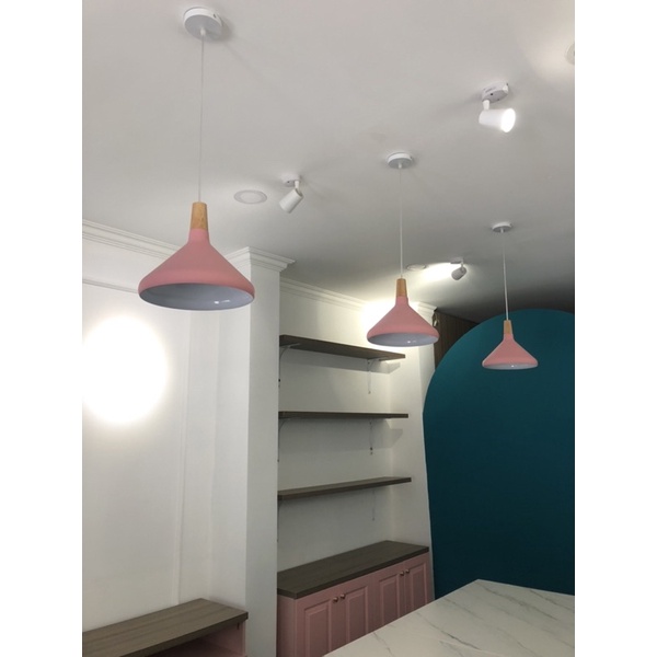 Đèn thả nhôm đui gỗ. Đèn thả bàn ăn