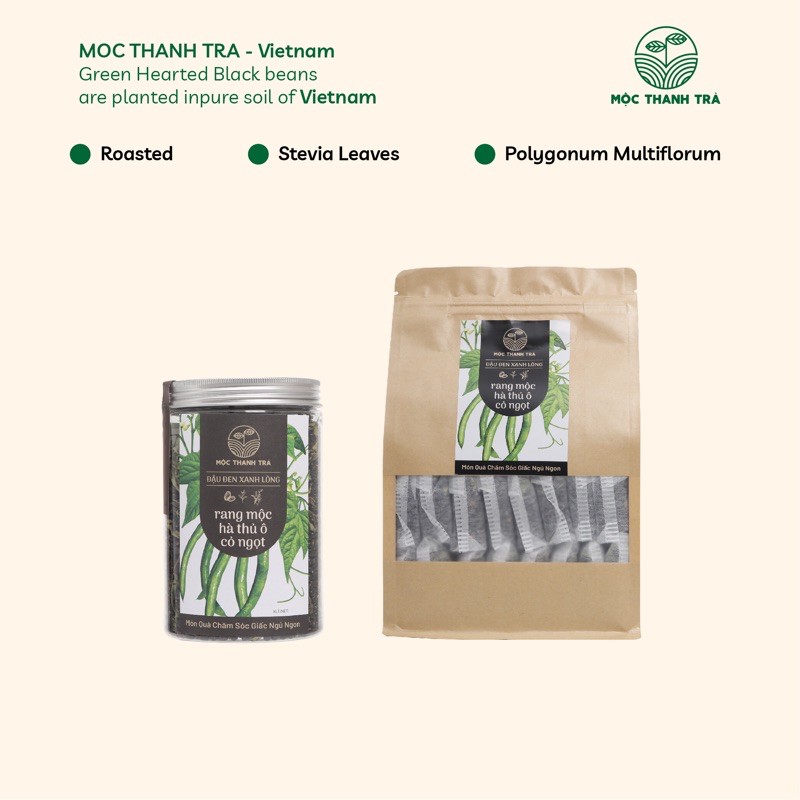 COMBO GIÁ TỐT [399] ĐẬU ĐEN XANH LÒNG RANG MỘC CỎ NGỌT HÀ THỦ Ô HỦ 600g + TÚI 1 kg có túi lọc - Trà giải nhiệt, ngủ ngon