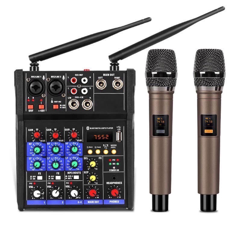 Bộ Mixer Yamaha G4 USB - Mixer Chuyên Karaoke, Livestream, Thu Âm Cao Cấp - Tặng Kèm 2 Micro Không Dây