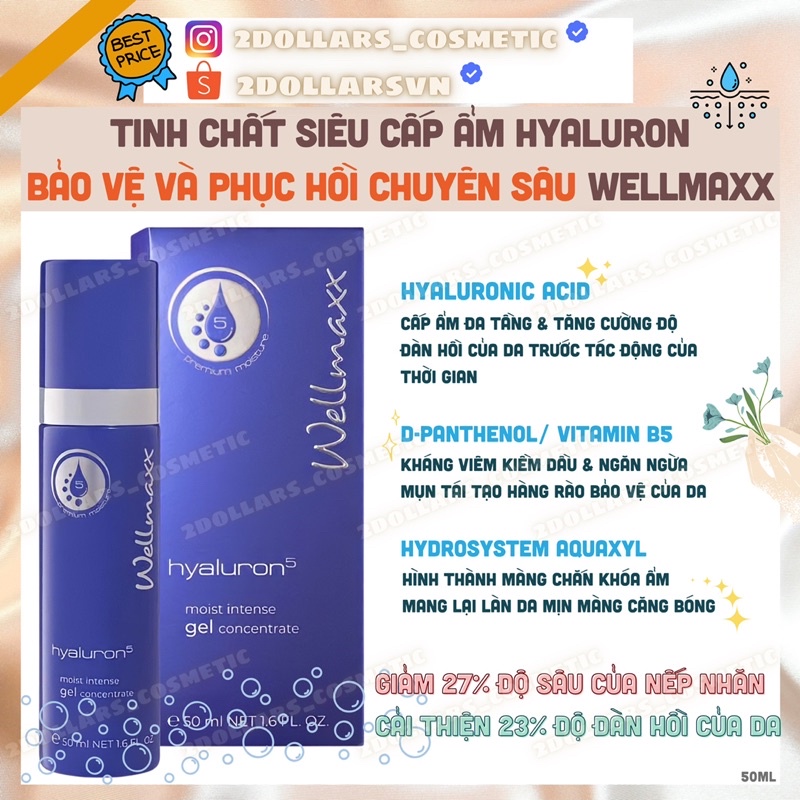 [HÀNG NHẬP KHẨU] Gel Dưỡng Ẩm Phục Hồi Da Wellmaxx Hyaluron B5 50ml