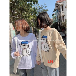 [Sói Xám] [Free ship 50k] ❤️❤️❤️- Áo cún buồn 5D bo tay da cá LN12 -Vải xịn