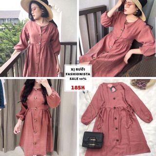 Đầm babydoll thắt nơ eo