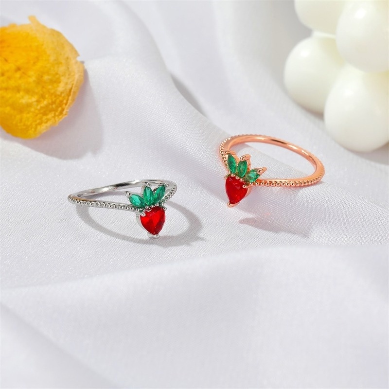 Ins Nhẫn Thời Trang Hình Trái Cây Màu Vàng Hồng Phong Cách Hàn Quốc Dễ Phối Đồ Phụ Kiện Cocojeelry Cho Nữ