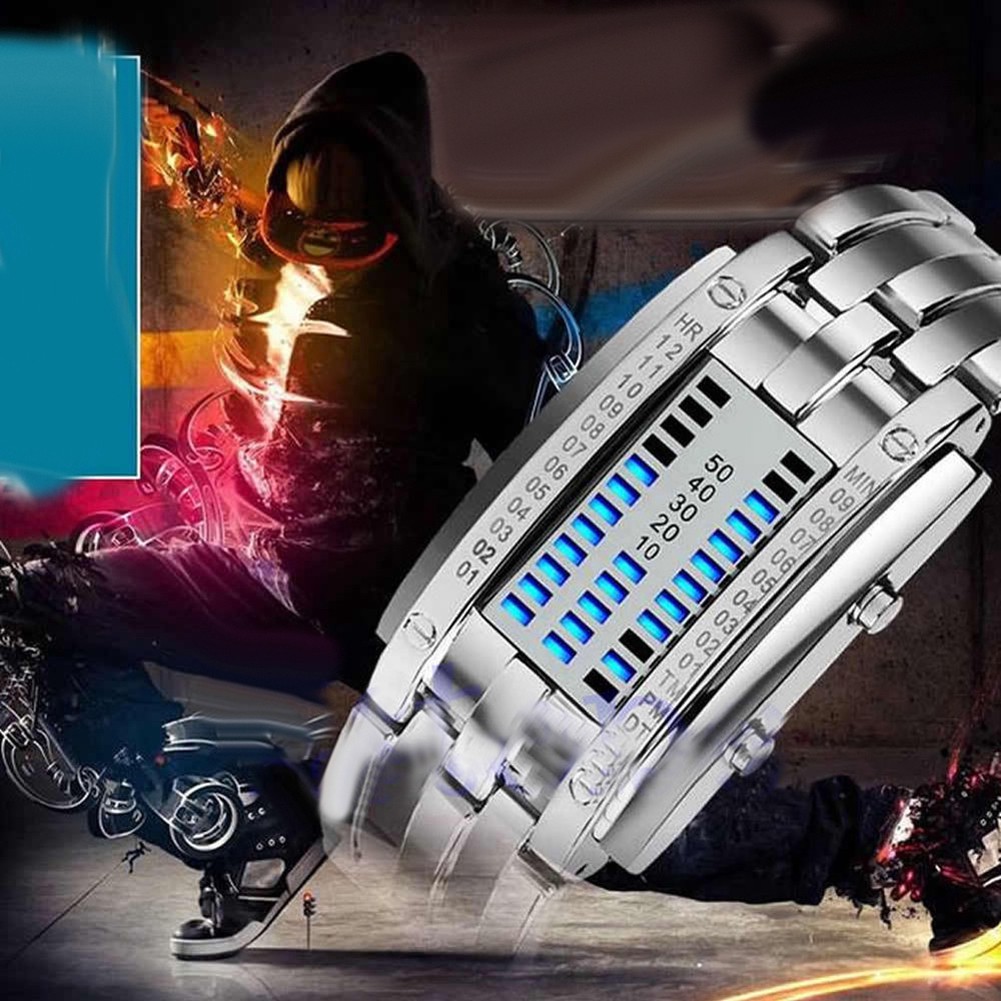 Đồng Hồ Quartz Có Đèn Led Chất Liệu Thép Không Gỉ Q15