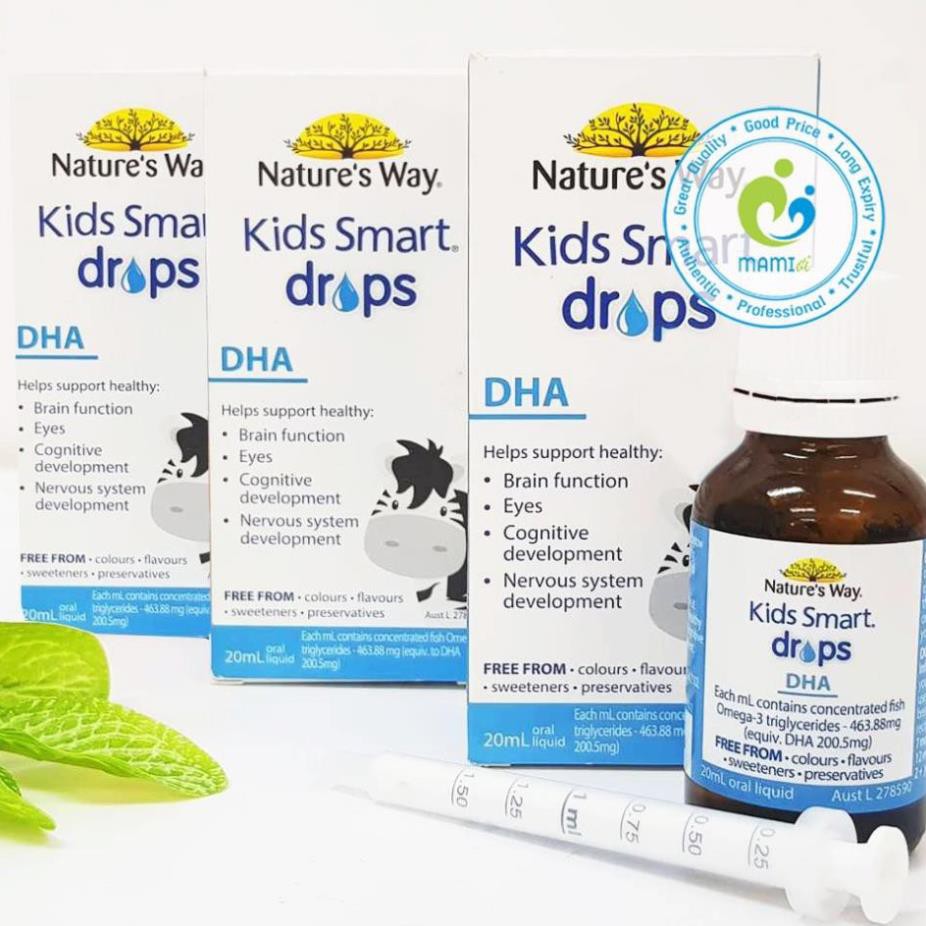 DHA giọt (20ml) phát triển trí não cho trẻ từ 4 tuần tuổi Nature’s Way Kids Smart DHA Drops, Úc