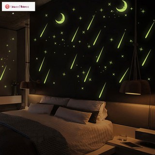 Hình dán tường hình mưa sao băng phát quang trang trí cho phòng ngủ