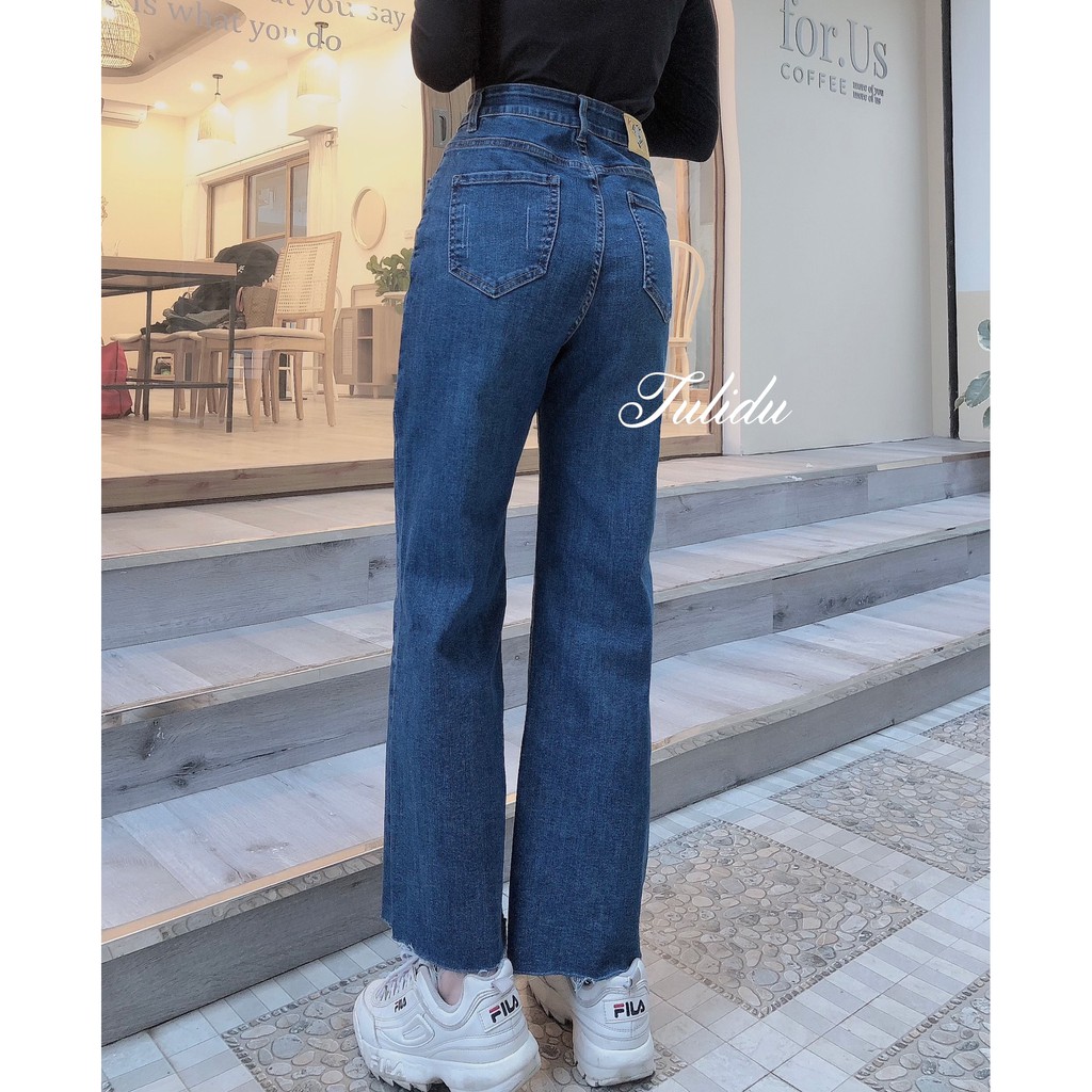 Quần Jean Ống Rộng "Uri Jeans" Tulidu, Ống Đứng Rộng Chất Co Giãn Vải Cotton Jeans Cao Cấp [S90] | BigBuy360 - bigbuy360.vn