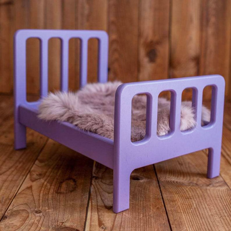 Giường Ngủ Màu Tím Dùng Làm Phụ Kiện Chụp Ảnh Cho Bé Sơ Sinh