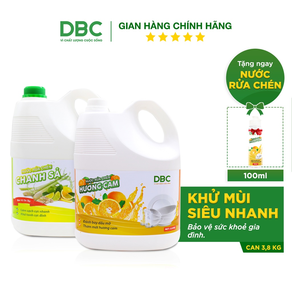 Nước Rửa Chén Hương Cam, Hương Chanh Sả 3,8Kg Dược Bảo Châu Làm Sạch Dầu Mỡ Khử Sạch Mùi Hôi Tanh Bảo Vệ Sức Khoẻ