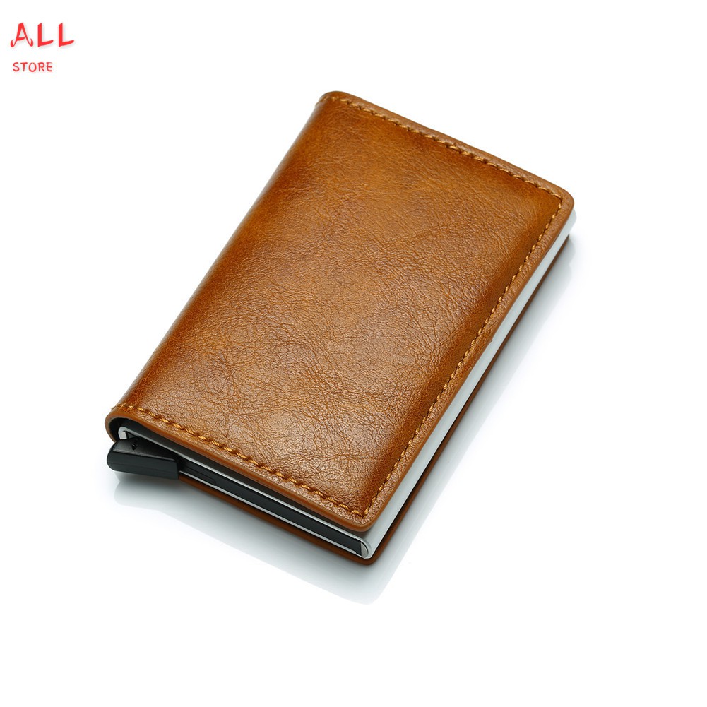 Wallet for Men Slim Mini Like Aluminium Credit Cards Holder Anti-theft PU Wallet