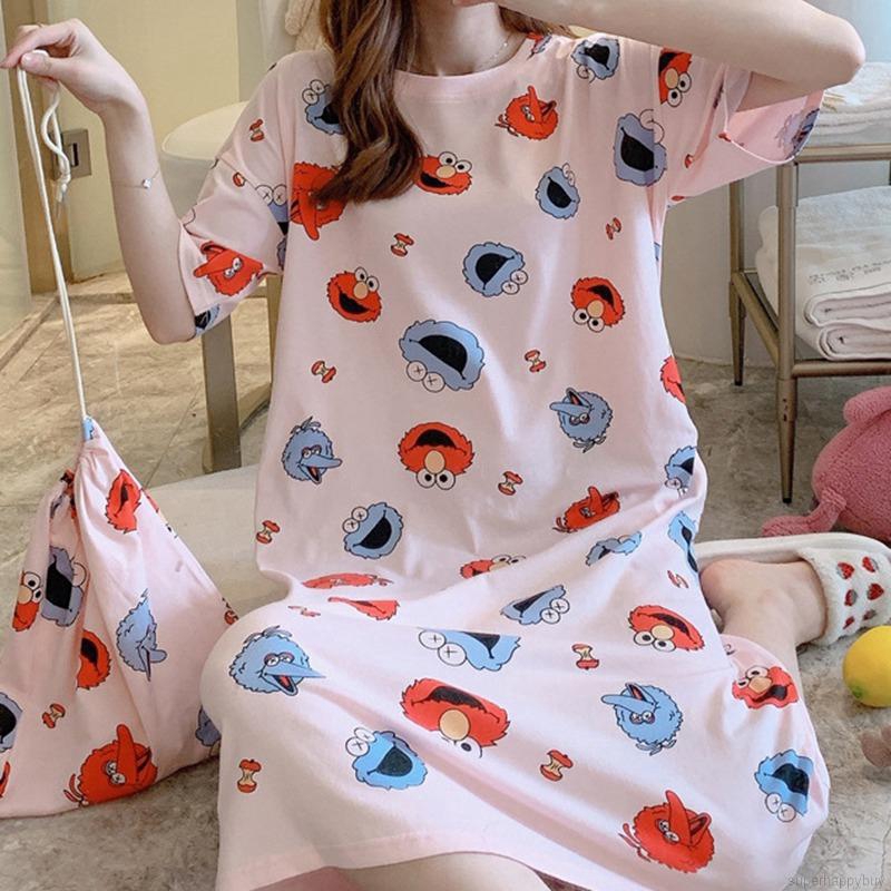 Đầm Ngủ Dáng Rộng In Hình Hoạt Hình Dễ Thương