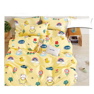 Vải may chăn ga áo gối,gối ôm khổ 2m35 hình cầu vòng nền vàng