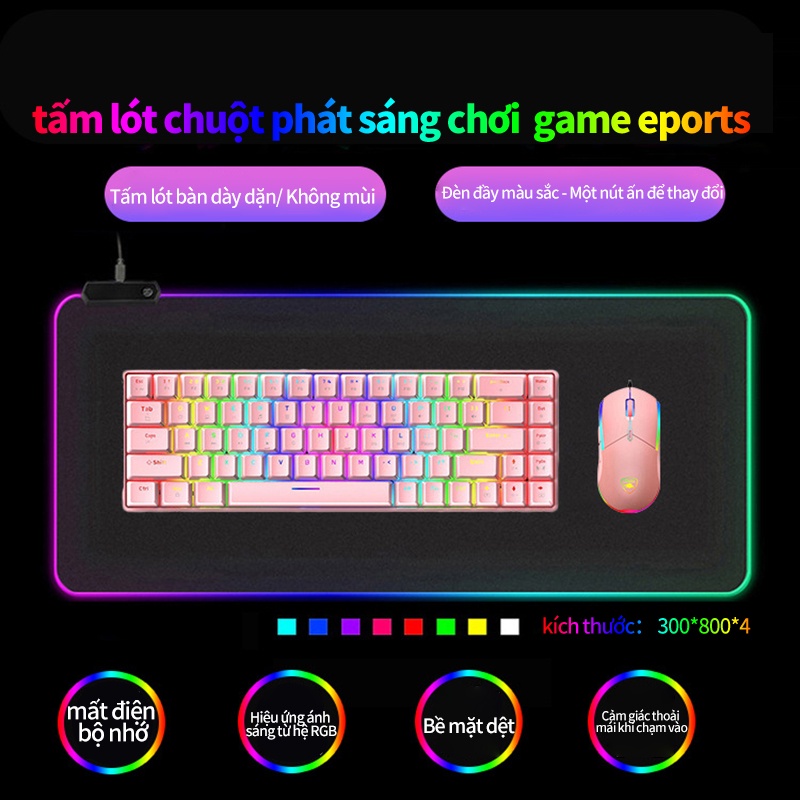 Miếng lót chuột LED RGB  chống nước  pad chuột chơi game cỡ lớn chống trượt siêu bền siêu đẹp