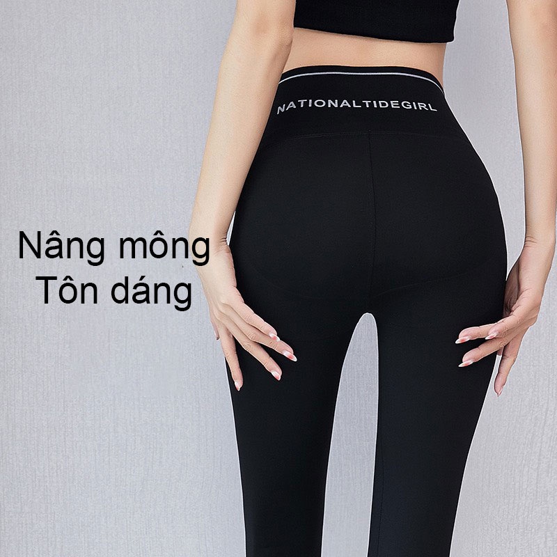 Quần Legging Cạp Chéo, Gen Bụng Nâng Mông Chất Cotton Co Giãn Không Box