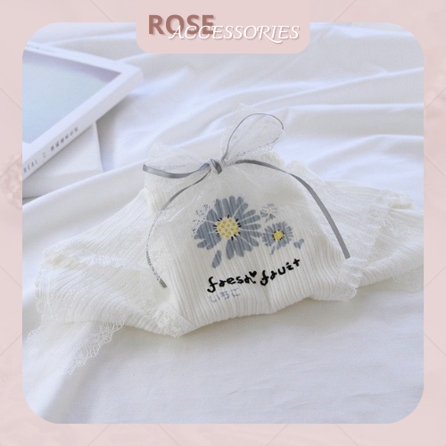 Quần lót nữ cotton hoa Cúc nơ viên ren mềm mại sắc Xanh ngày hè Rose Accessories QL12