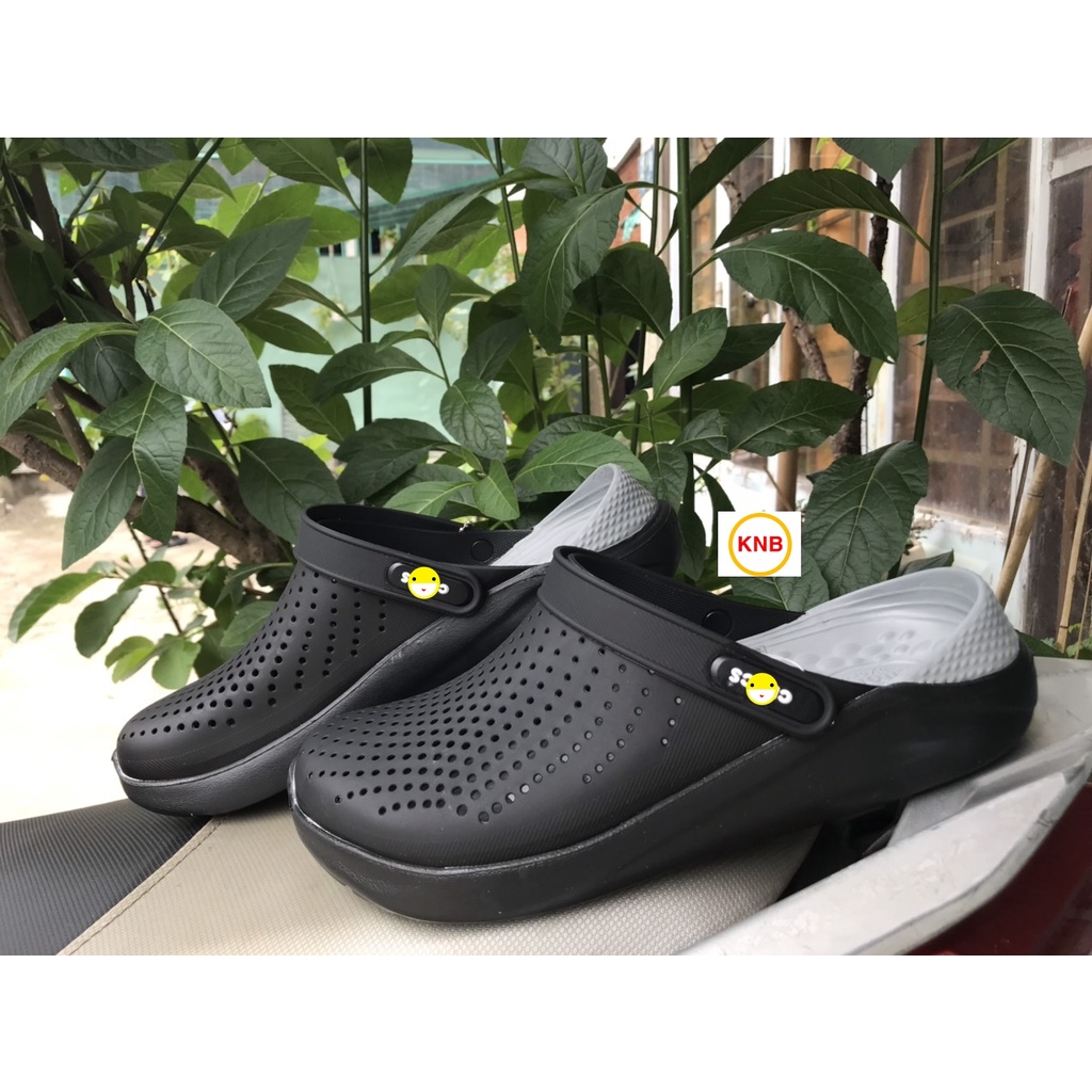 Dép Cross Literide Nam Nữ Màu Đen - FREESHIP + Hàng loại 1 - giày sục sandal Crocs quai ngang bít đầu nam nữ,xịn xò