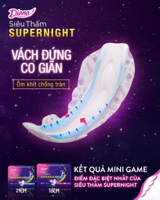 [Chính Hãng] Lốc 6 gói Băng vệ sinh Diana Super Night ban đêm 29cm 4 miếng