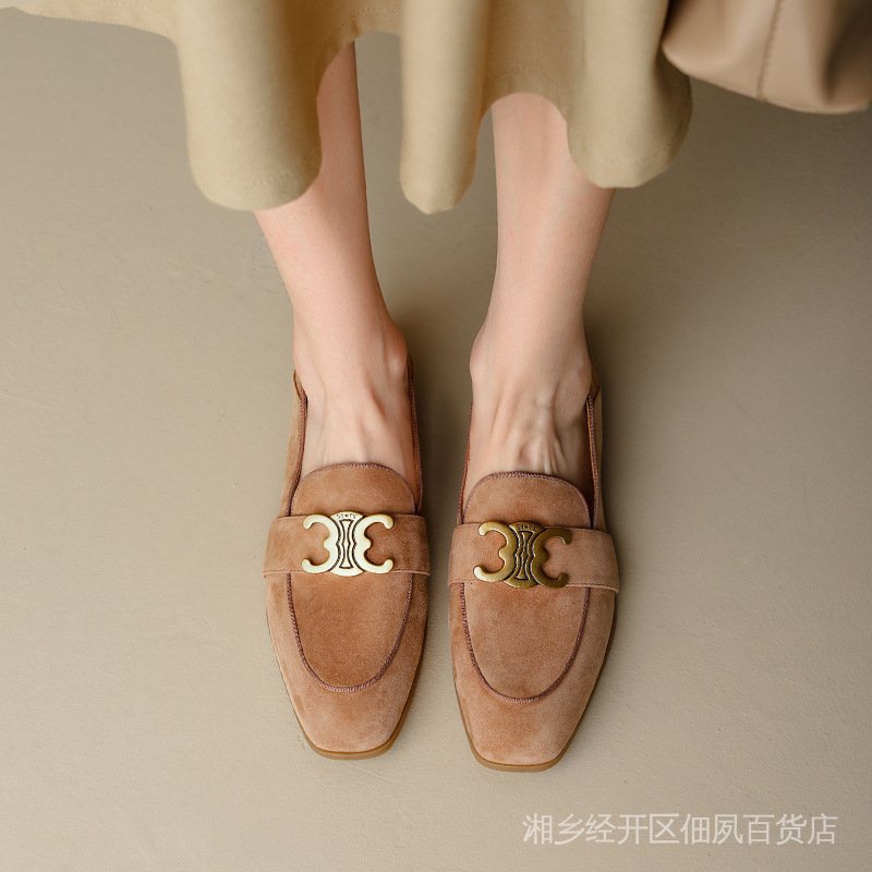 Ins Original!Giày Búp Bê Mũi Vuông Phong Cách Mới F4SO