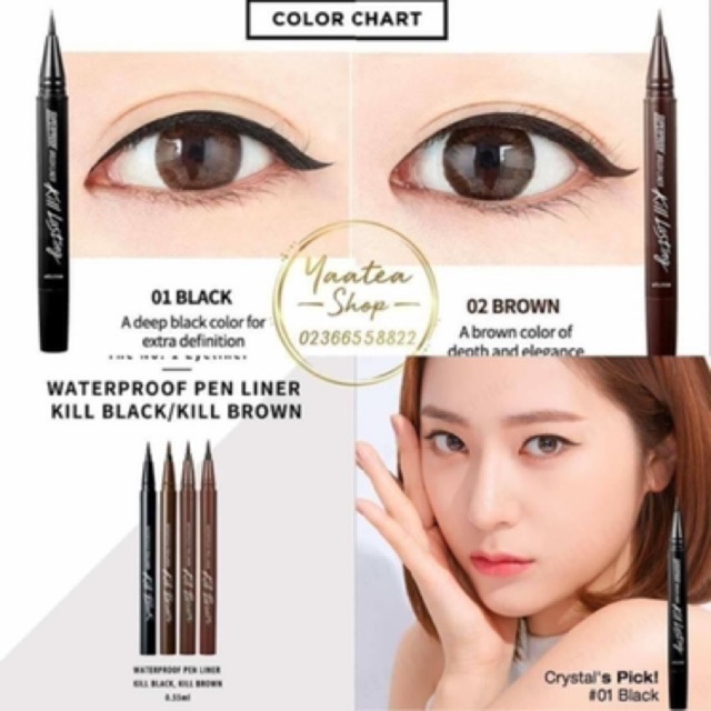 Kẻ mắt nước clio Kill Black &amp; Kill Brown