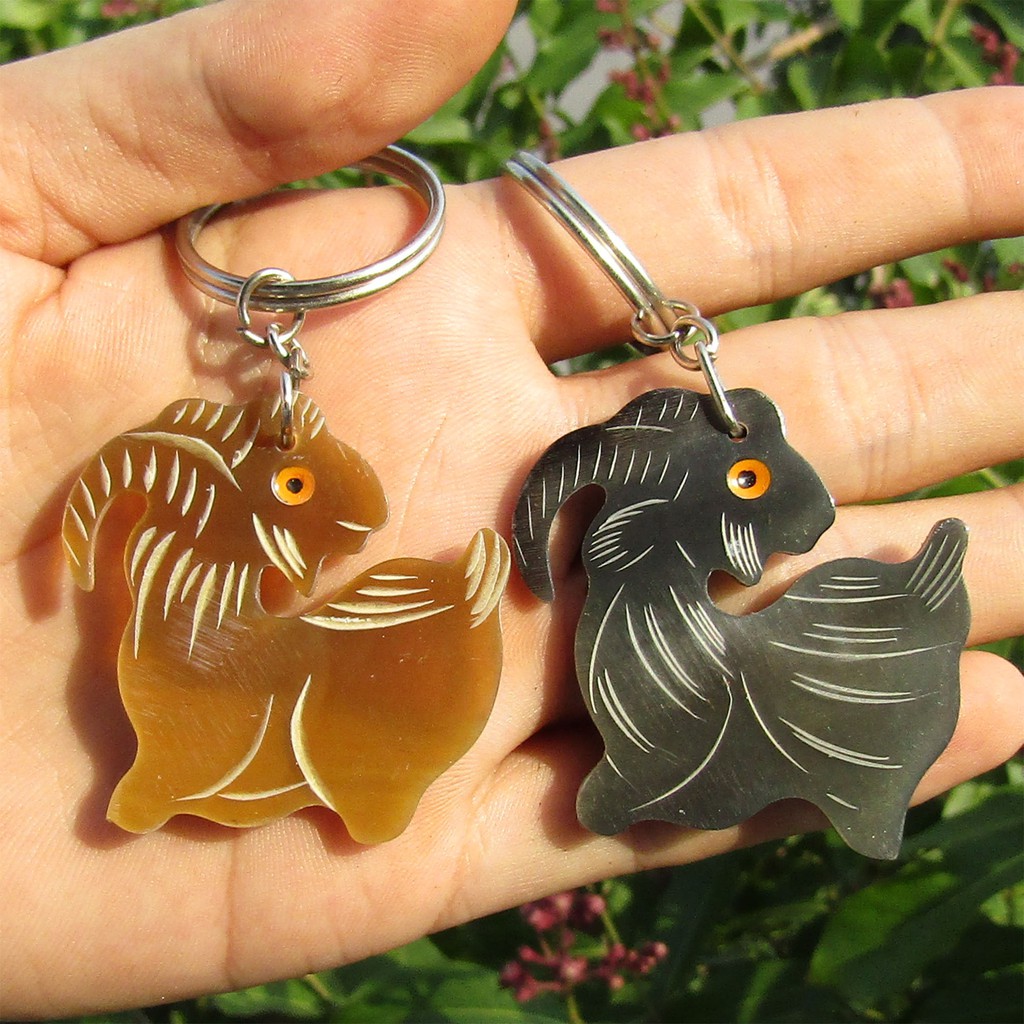 Móc Khoá Sừng Bò Châu Phi Chạm 12 Con Giáp MK09