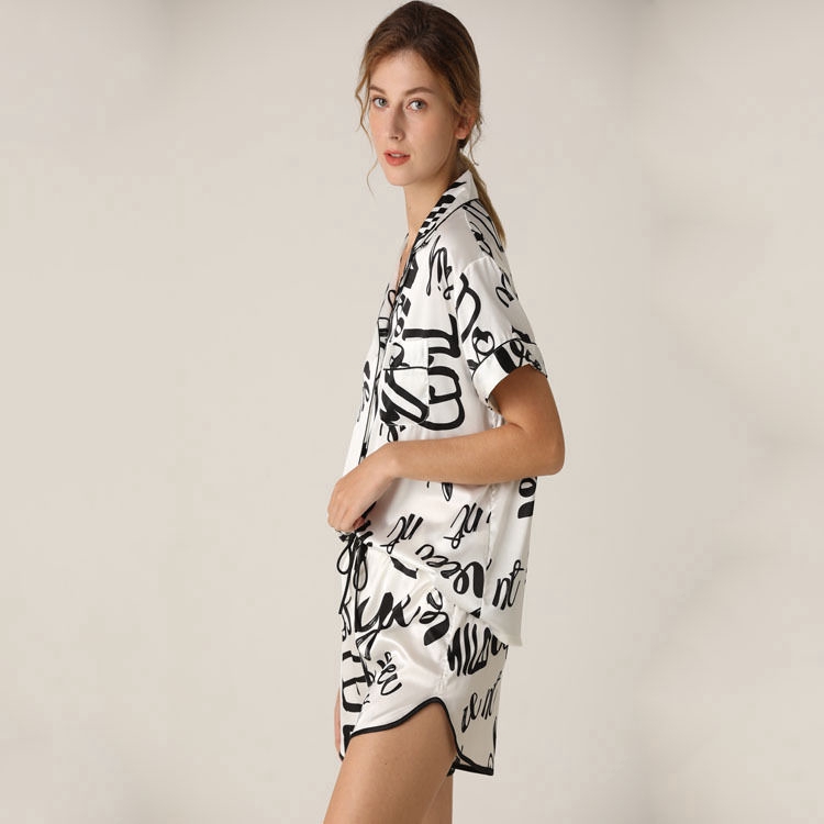 Bộ đồ ngủ ngắn tay giả lụa thời trang hè cho nữ
