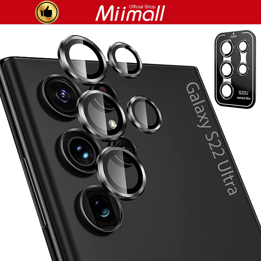 Miimall bảo vệ camera Smausng Galaxy S22 Ultra,hợp kim nhôm Kính cường lực Bảo vệ máy ảnh bằng cho Samsung S22 Ultra 5G