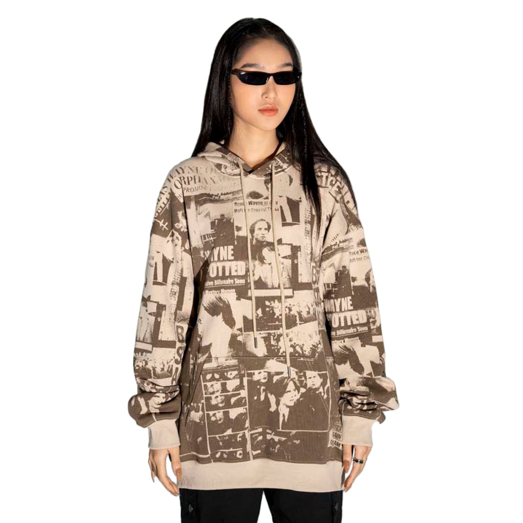 Áo Hoodie BOO Unisex Dáng Oversized Chất Nỉ Cao Cấp In Graphic All-over Batman BZL