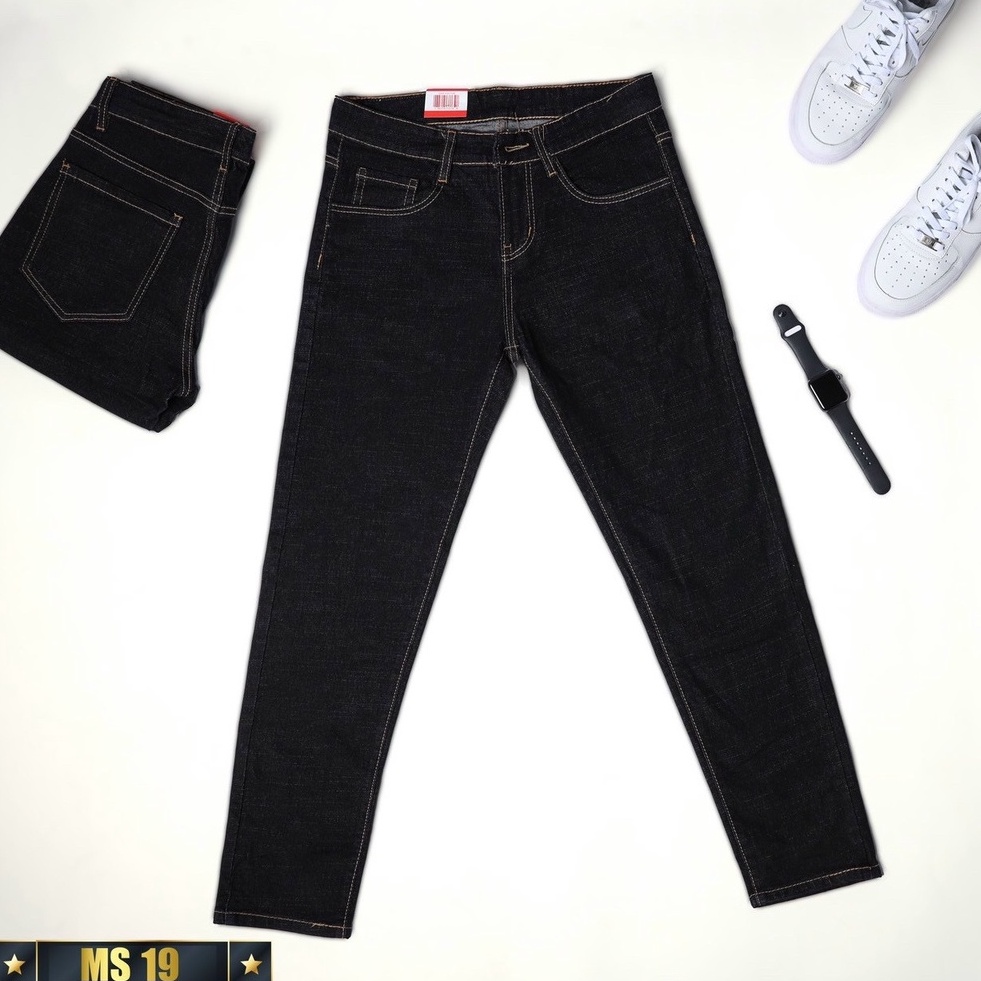 Quần bò nam màu đen trơn OBOKFASHION ống suông phong cách hàn quốc co giãn cao cấp dễ phối đồ QDN019