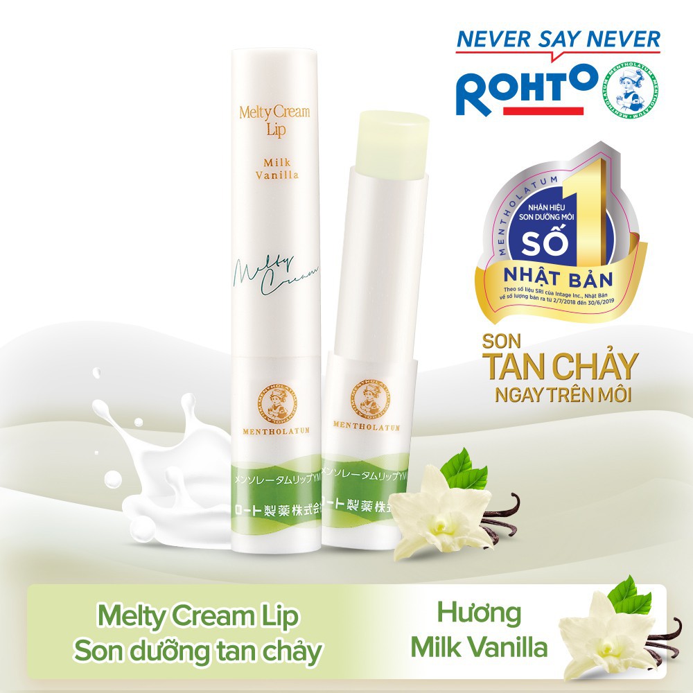 (Chính hãng Hàng nội địa Nhật) Son tan chảy dưỡng môi chống nắng Mentholatum Melty Cream Lip SPF25, PA+++ (2.4g)