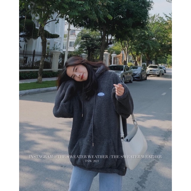 (Ảnh thật) Áo hoodie lông cừu thêu logo nhỏ the.sweaterweather TSW | BigBuy360 - bigbuy360.vn